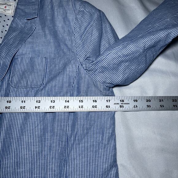 GAP The Academy Blazer Size 4 Linen Blend Blue Railroad Stripe Womens Career - Picture 7 of 8